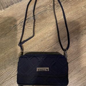 Vera Bradley navy blue cross body wristlet EUC